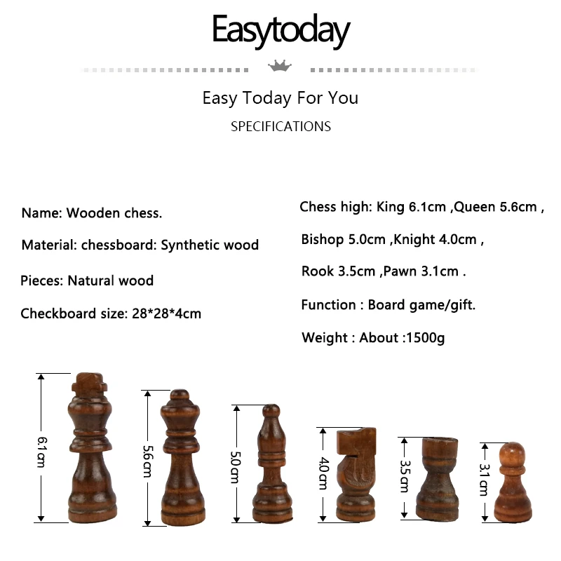 Easytoday деревянная шахматная игра набор деревянные шахматы короткие чайные