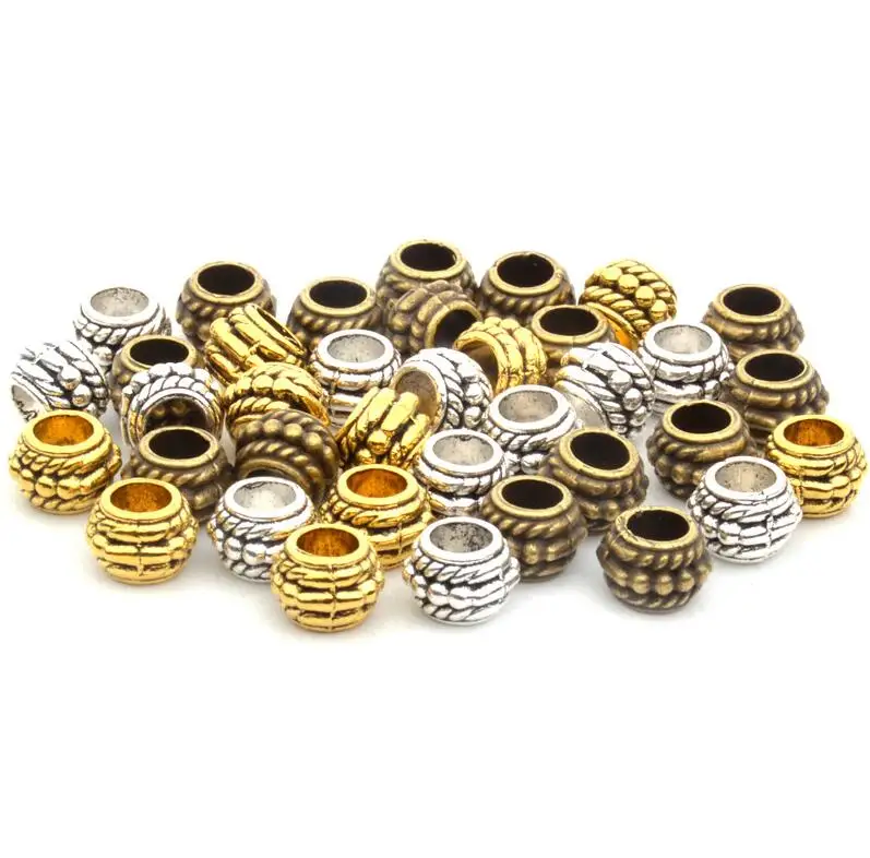 T mixed 6x8mm 50pcs 8 мм, 100 шт./лот, винтажные бронзовые и золотые бусины с узором в виде колеса, тибетские серебряные бусины для изготовления браслетов и ювелирных изделий - Цвет: T mixed 6x8mm 50pcs
