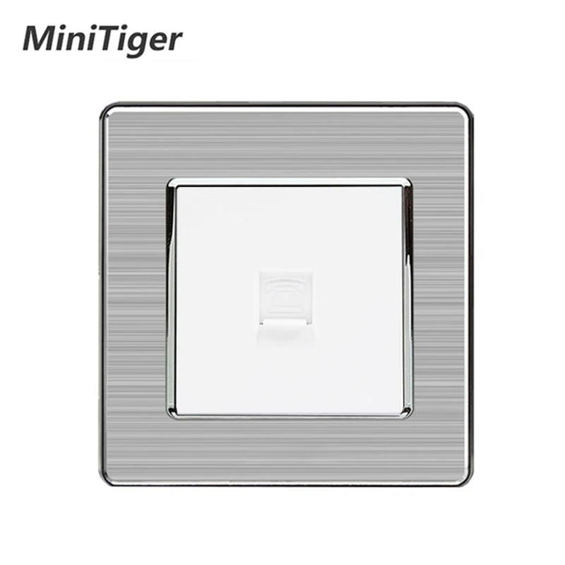 Minitiger 1 банда RJ11 2 ядра телефонный разъем Роскошная розетка из нержавеющей стали