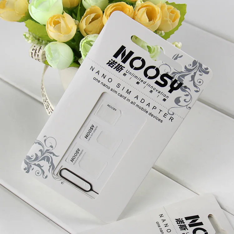 100 комплектов (400 шт.) 4 в 1 адаптер Noosy Nano Micro SIM-карта Шпилька для извлечения iPhone 5 6