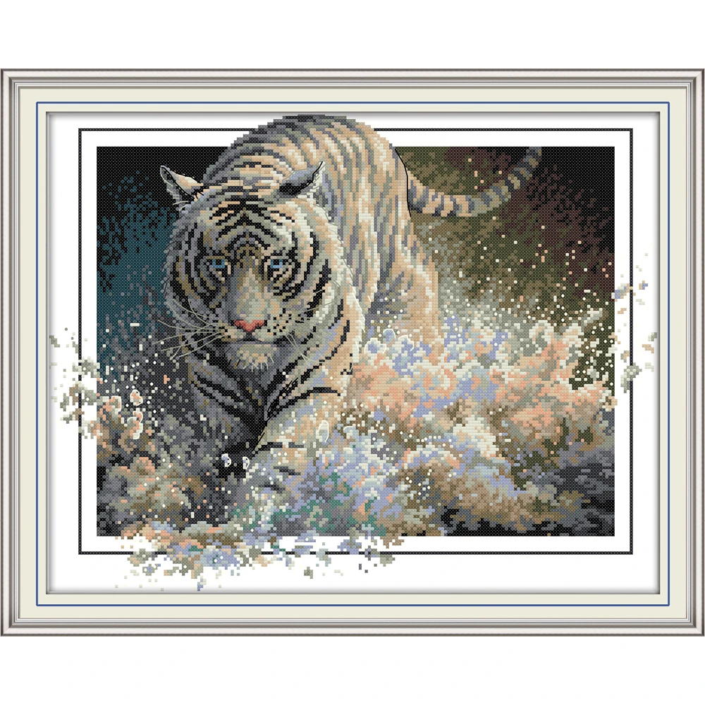 

Joy Sunday Tiger 4 китайские наборы для вышивки крестиком экологичный хлопок чистый 11CT 14CT Печатный DIY свадебный Декор для дома