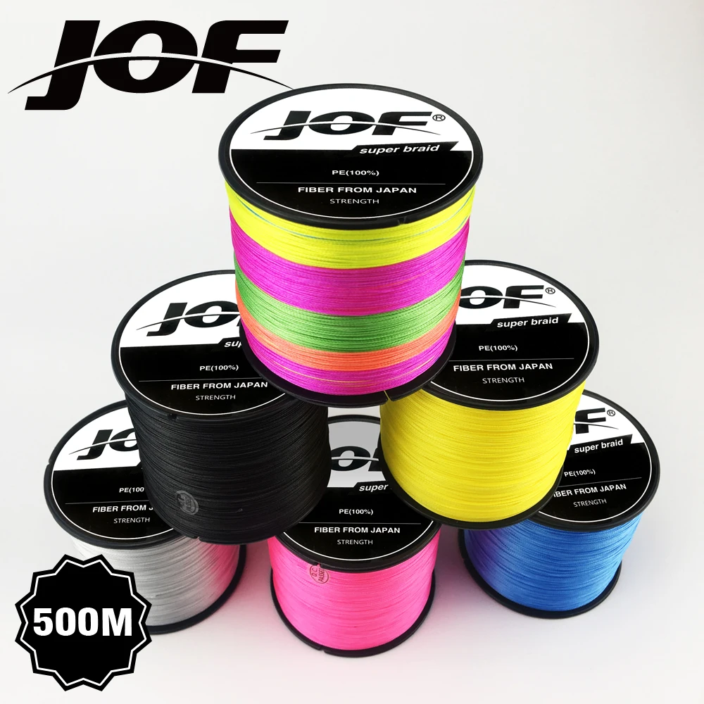 

500 м Фирменная японская многонитевая плетеная рыболовная леска JOF 100% PE от 22 до 88 фунтов, бесплатная доставка
