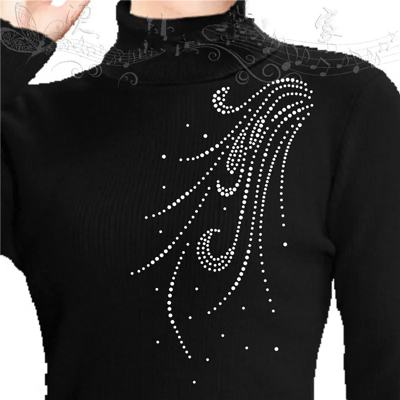 

2pcs/lot Phoenix tail hot fix rhinestone transfers iron on crystal transfers design iron on patches appliques for sweater