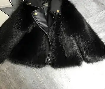 Doayni/зимнее пальто для маленьких девочек теплая меховая мотоциклетная одежда с подкладкой классная кожаная детская верхняя одежда, пальто подходит для детей от 90 до 160 - Цвет: black