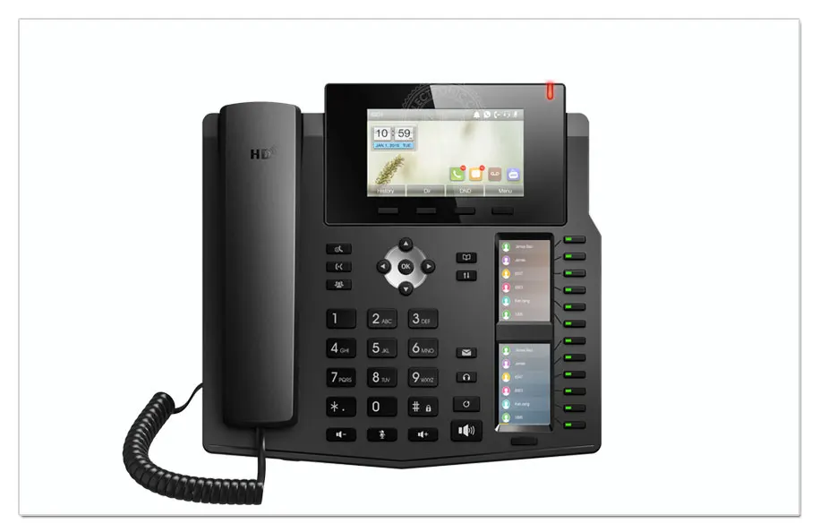 X6 IP телефон предприятия Настольный телефон, который с 2 интеллектуальными DSS Key Mapping цветной ЖК VoIP телефон