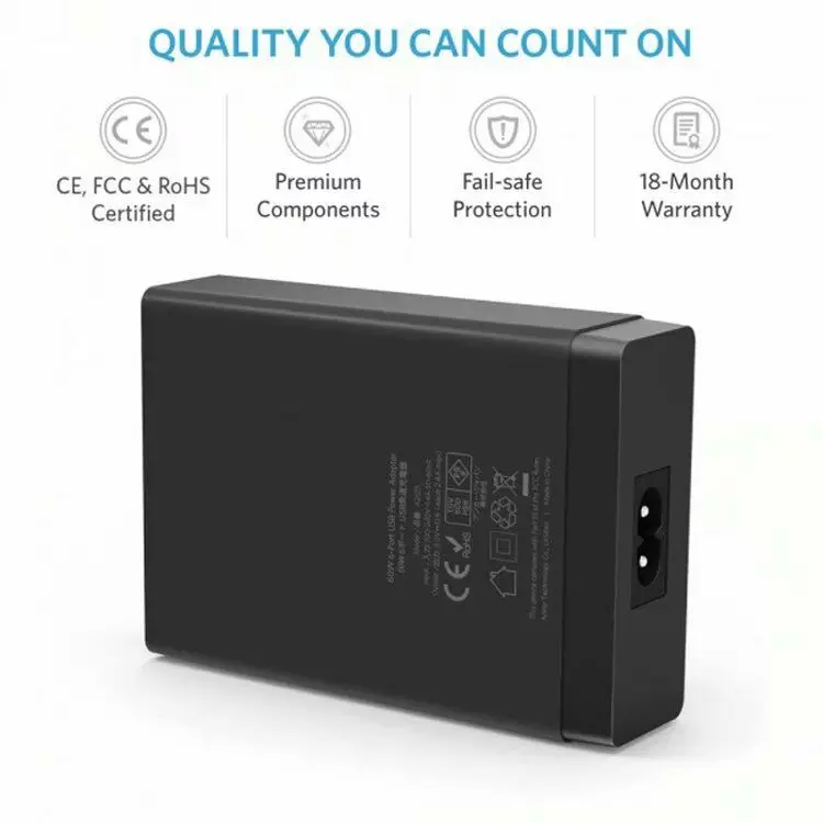 Настенное зарядное устройство NUOLIANXIN с 6 USB-портами быстрая зарядка через USB для