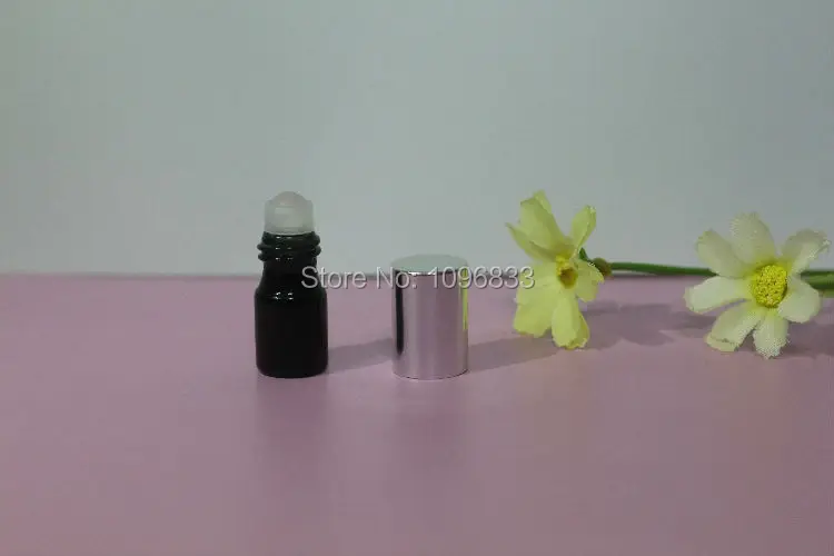 

Бутылка с черными стеклянными бусинами 2CC, стеклянная бутылка-ролик с серебряной крышкой, черная бутылка-ролик для духов 2 мл, 100 шт./лот