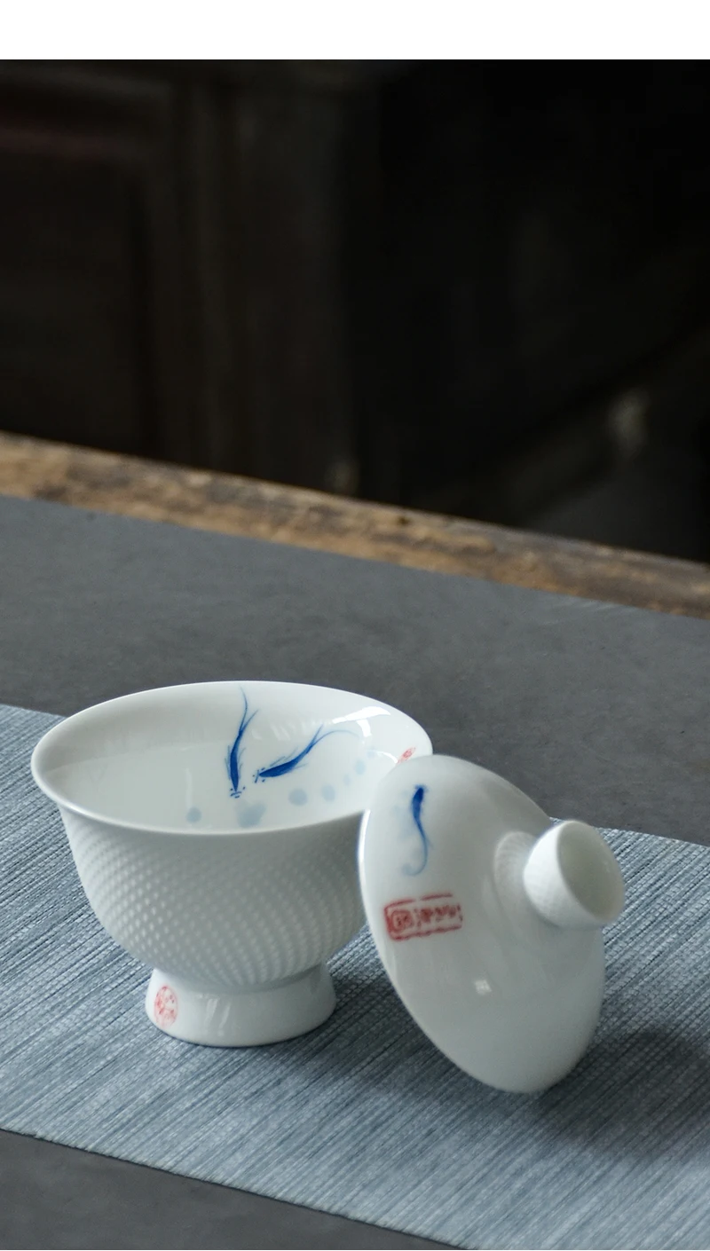 TANGPIN керамический чайник, чайник, ручная роспись, gaiwan, чайная чашка, рыба, китайские чайные наборы кунг-фу, 150 мл