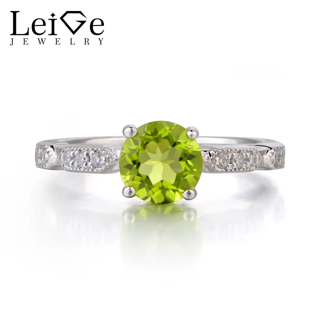 Украшения leige натуральные кольца из перидота круглой огранки обручальное кольцо