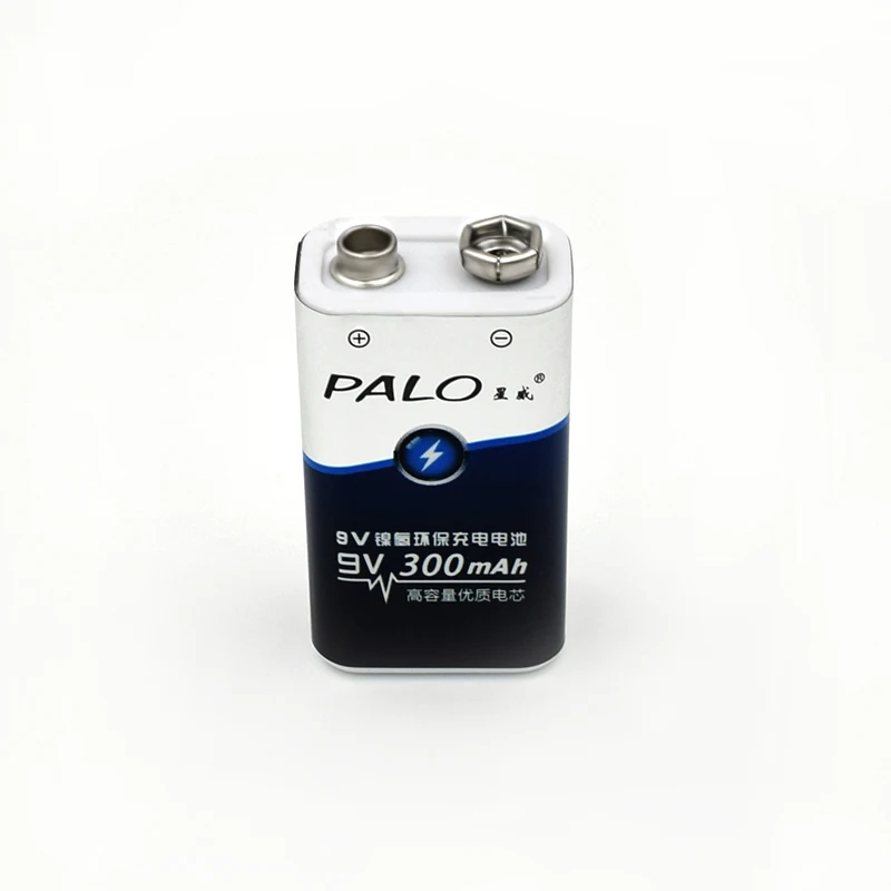 4 шт. аккумуляторные батарейки PALO 9 В Ni-MH 300 мА/ч NIMH 6F22 для беспроводных микрофонов