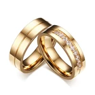 Золотой цвет обручальные кольца для мужчин и женщин высокое качество CZ помолвка Пара Обещание Кольцо юбилей Альянс ювелирные изделия подарок