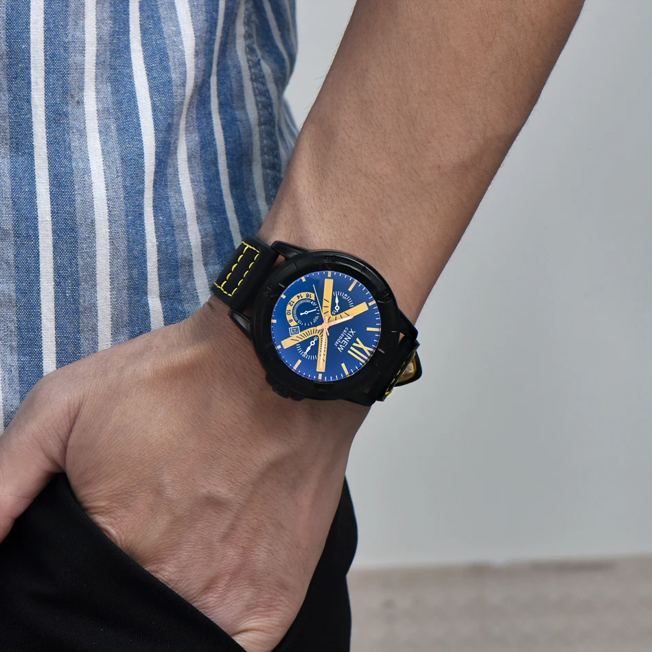 Мужские кварцевые часы с лазерным окошком календарем и датой|watch brand|watch brand menwatch f |