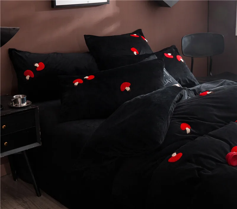 4 шт. Комплект постельного белья из флисовой ткани|housse de couette|embroidery bedding setsduvet cover set