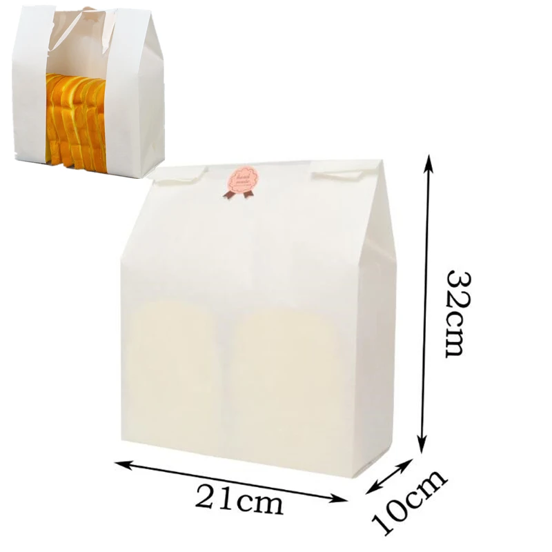 White 10x21x32cm LBSISI Life, 50 шт., крафт-бумага, для хлеба, прозрачный, избегайте упаковки масла, для тостов, для окон, для выпечки, на вынос, для еды, посылка, для торта, вечерние сумки - Цвет: White 10x21x32cm