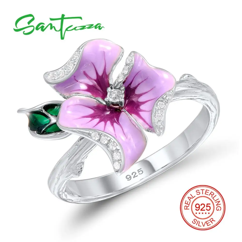 Женский комплект украшений SANTUZZA элегантное кольцо и сережки из серебра 925 пробы с