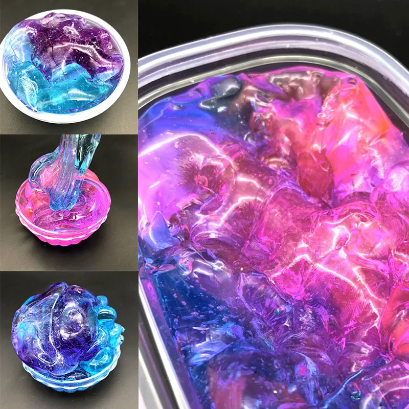 Прозрачный слизи пушистый градиент цвета красочные пены игрушки декор Пластилин