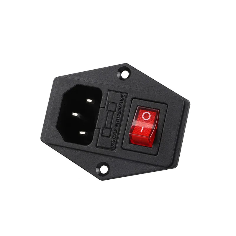 Fuse Switch Клавишный Выключатель питания ИЭК 3 Pin 320 C14 на входе Мощность переключатель розетки разъем 10A 250V выключатель питания переменного тока - Цвет: Fuse Switch