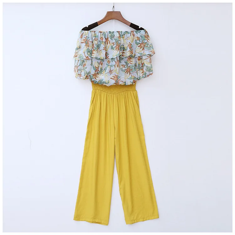 

ICHOIX L-4XL 2 piece set floral tops and pants women 2 piece set plus size beach outfits sexy tops festival summer clothing 2019