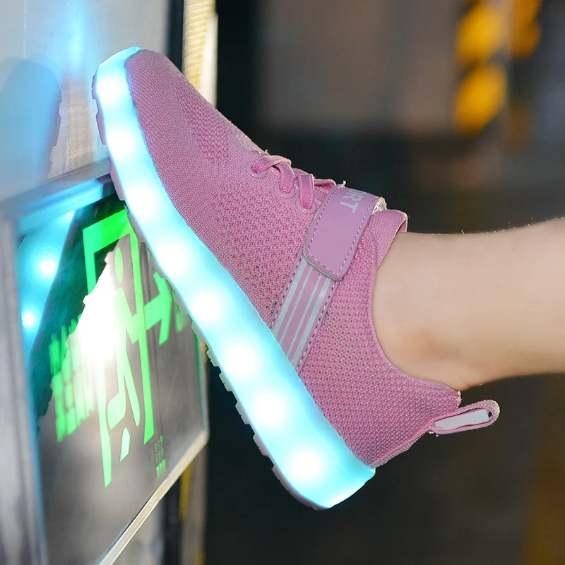 1169 PINK Новинка 25-37 USB зарядное устройство светящиеся кроссовки светодиодная светящаяся обувь для детей мальчиков/девочек светящиеся кроссовки - Цвет: 1169 PINK