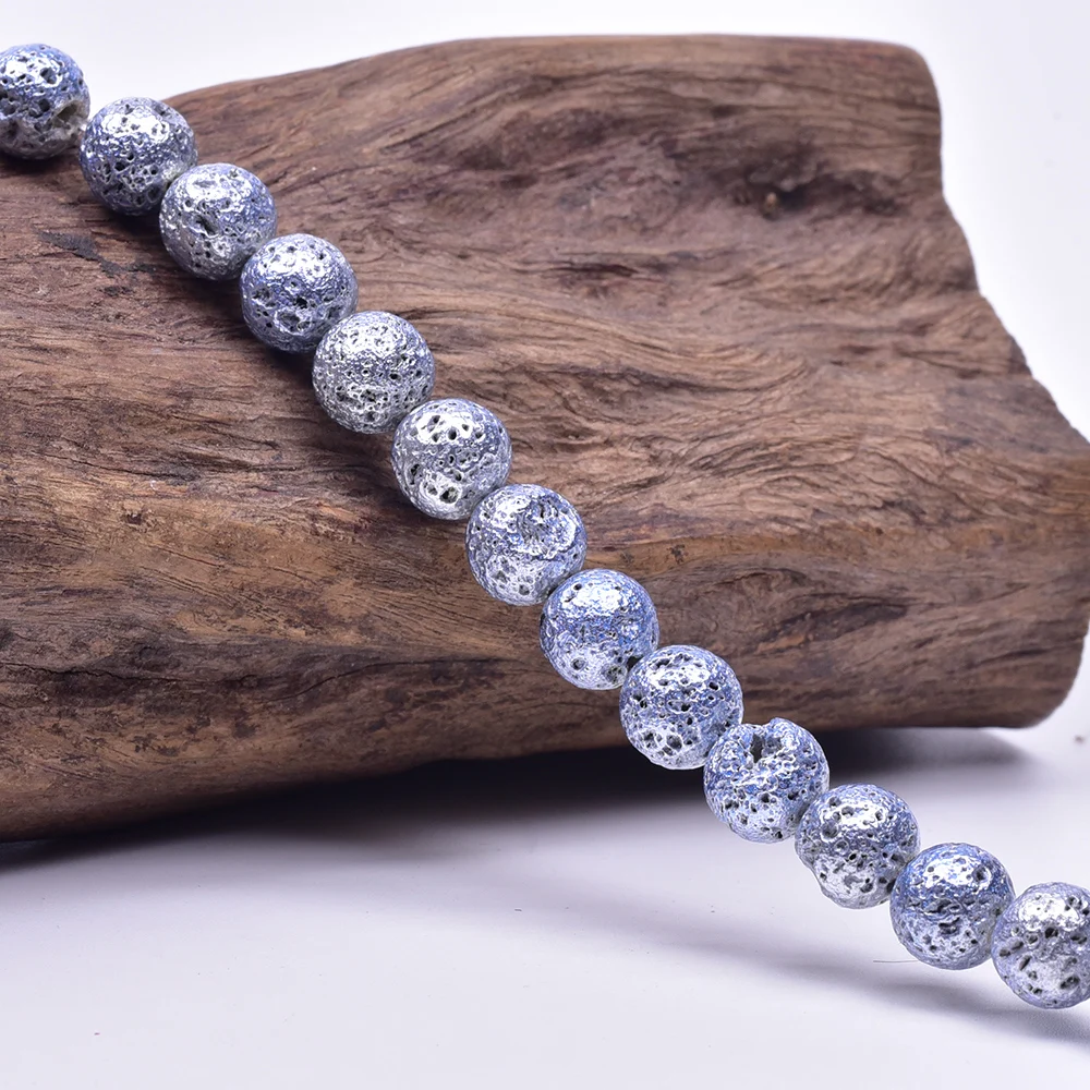 Серые бусины из лавы Asingeloo металлические натуральные для изготовления ювелирных