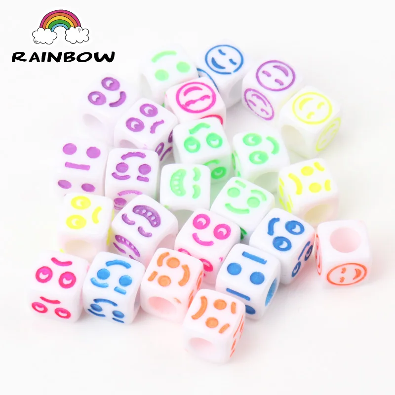 Mixed Acrylic Material Smile Face Cube Beads Spacer Loose For Jewelry Making Decoration DIY 6mm 100pcs | Украшения и аксессуары