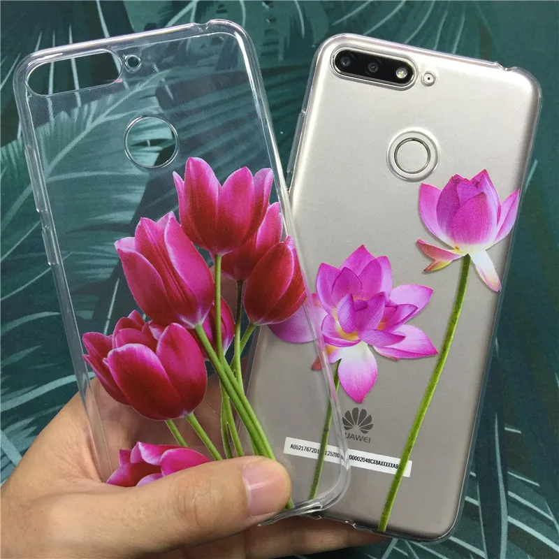 Мягкий чехол из ТПУ для huawei honor 7a pro 7 s 7x с цветочным рисунком 7c русская версия