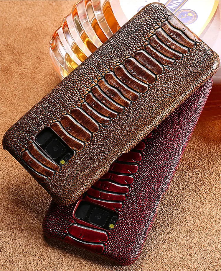Страуса из натуральной кожи с узором «кожа чехол для телефона для samsung Galaxy S8 S7 S9 s10 плюс A50 A70 A40 A30 A8 A7 A9 Примечание 10 Plus, 8, 9