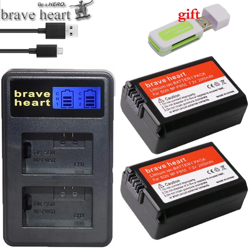 Комплект из 4 предметов NP-FW50 NP FW50 FW50 Батарея+ ЖК-дисплей USB Dual Зарядное устройство для sony A6000 5100 a3000 a35 A55 a7s II alpha 55 alpha 7 A72 A7R Nex7 NE