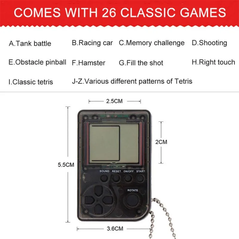 Mini Classic Game Machine Children's Handheld Retro Nostalgic Console With Keychain Tetris Video | Электроника