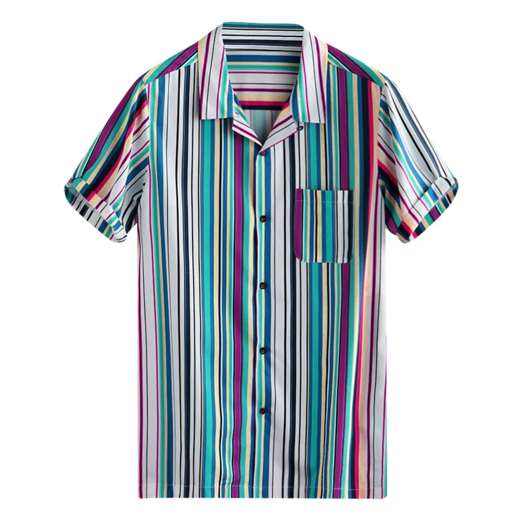 2019 новые мужские летние полосатые кнопки печати Fly практичные повседневные