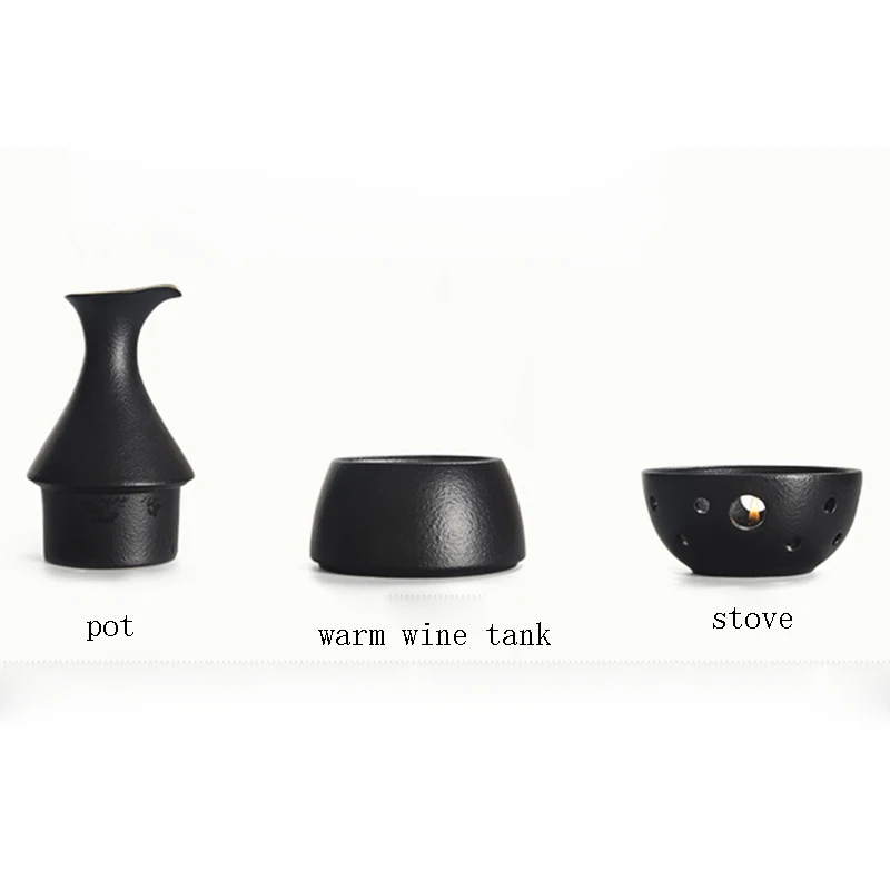 Креативная черная керамическая посуда в японском стиле набор посуды для вина