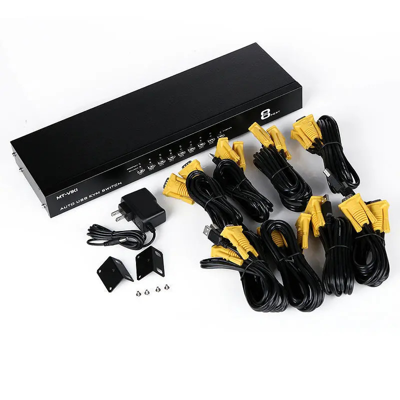 

MT-Viki vga kvm switch 8 Port VGA USB Auto Scan Hotkey Supported 1U Rack-mount with Original Cable for 8 PC 1 Monitor MT-2108UL