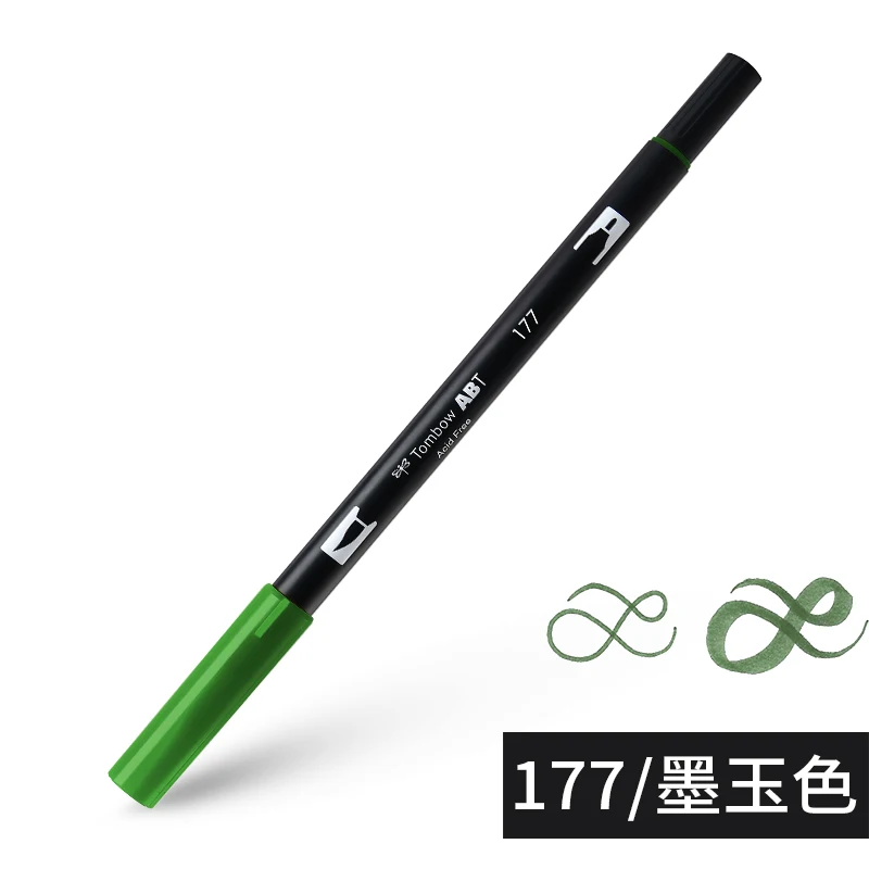 177 ABT Tombow, двойная кисть, художественные маркеры, акварельные маркеры, 96 цветов, мягкая ручка для рукописного письма, профессиональные ручки для рисования - Цвет: 177