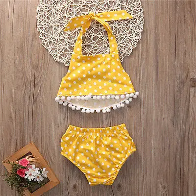 Милая Одежда для маленьких девочек коллекция 2017 года сезон лето топы в желтый