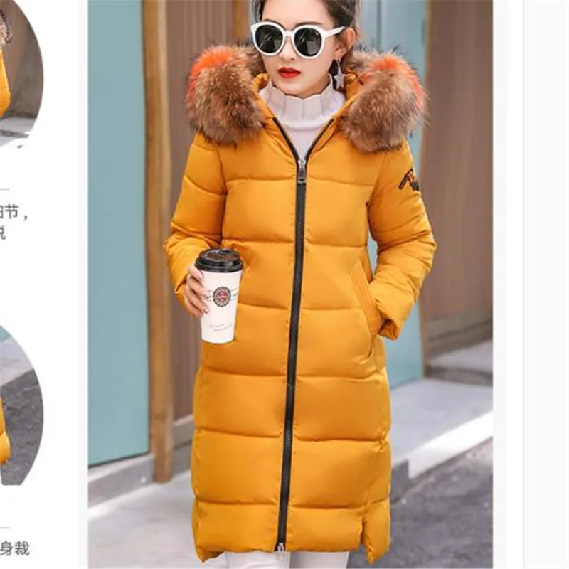 

Fashion Large fur Collar Hooded Coat Women Winter Thicken Warm Cotton Parka 2018 New Big Size Slim Female Jacket Long Outerwear