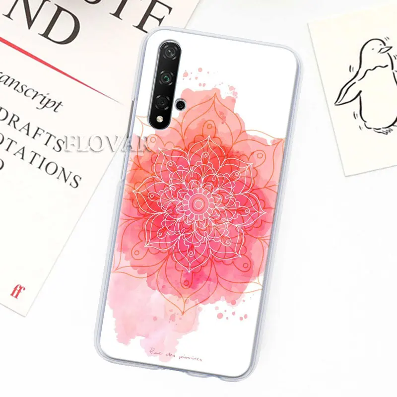 Футляр для телефона для Honor 20 Pro 9 10 Lite 8X 8A 8C 8 S 7A фотоаппаратов моментальной печати 7 S Y7 Y9 V20 Мандала Цветок дурмана с цветочным принтом Твердые чехлы из PC