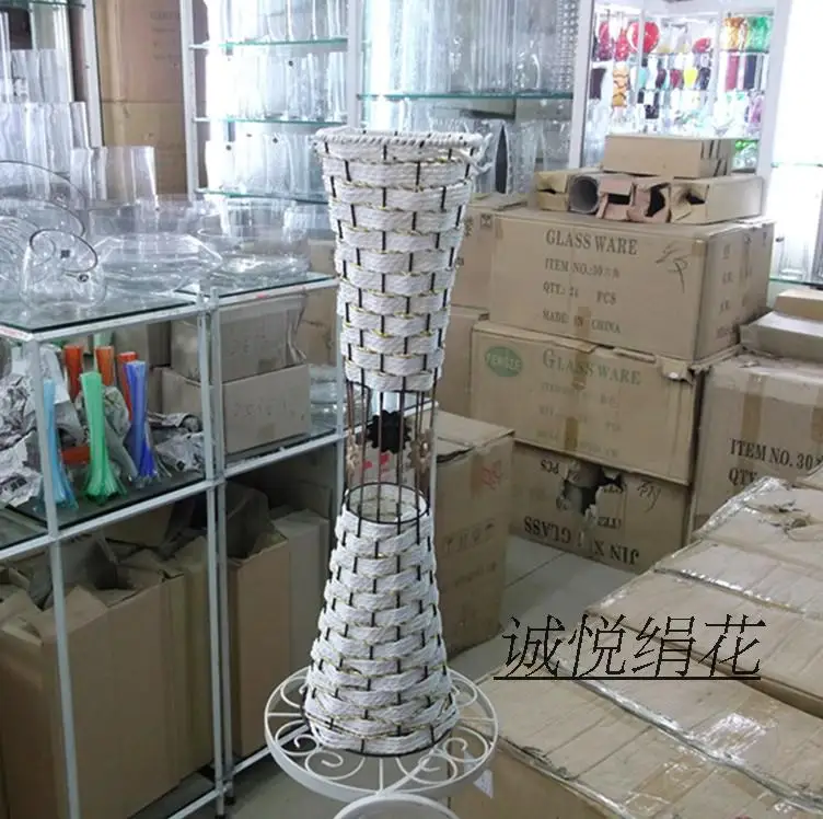 Ваза для цветов декоративный цветочный горшок железная ротанговая напольная