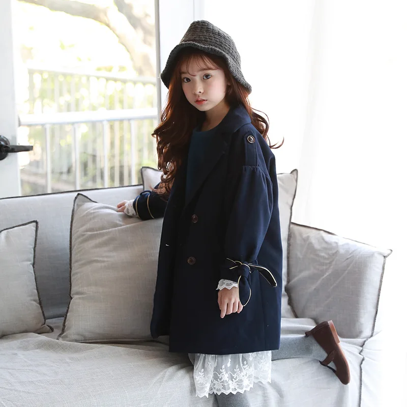 Осенне-зимнее плотное теплое Новое Детское шерстяное пальто для девочек детские