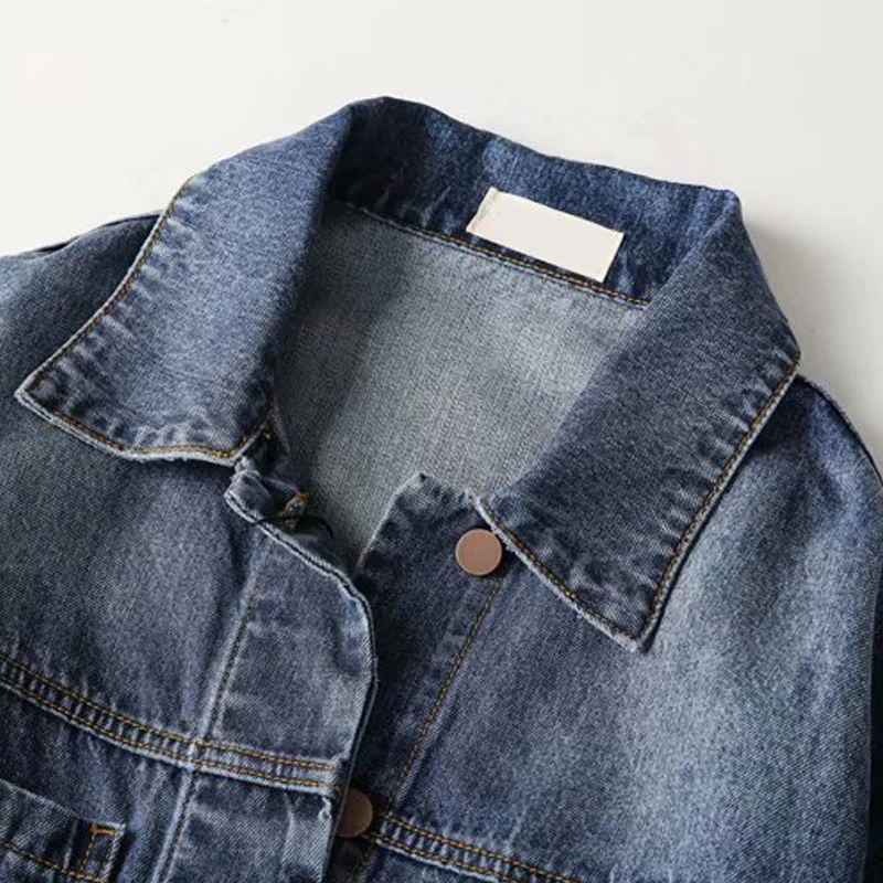 Куртка GOPLUS женская джинсовая с отложным воротником свободная повседневная