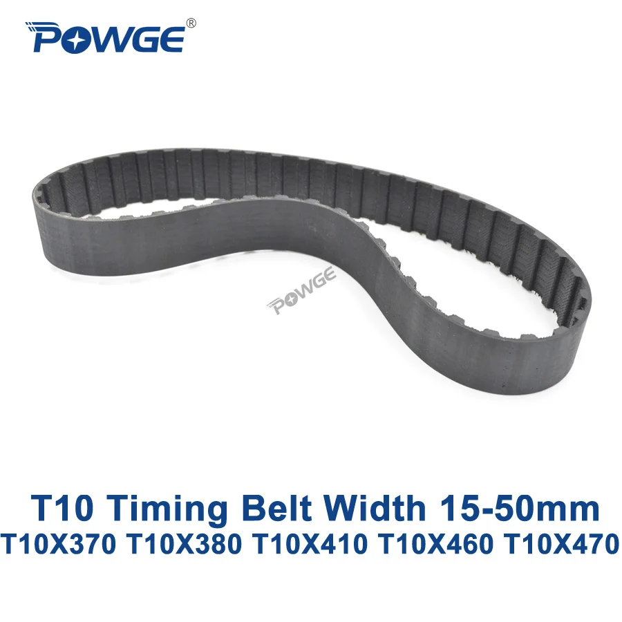 

POWGE T10 Synchronous timing belt C=370/380/410/460/470 Width 15/20/25/30/40/50mm Rubber T10X370 T10X380 T10X410 T10X460 T10X470