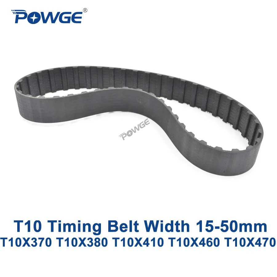 Синхронный зубчатый ремень POWGE T10 C = 370/380/410/460/470 ширина 15/20/25/30/40/50 мм каучук T10X370 T10X380