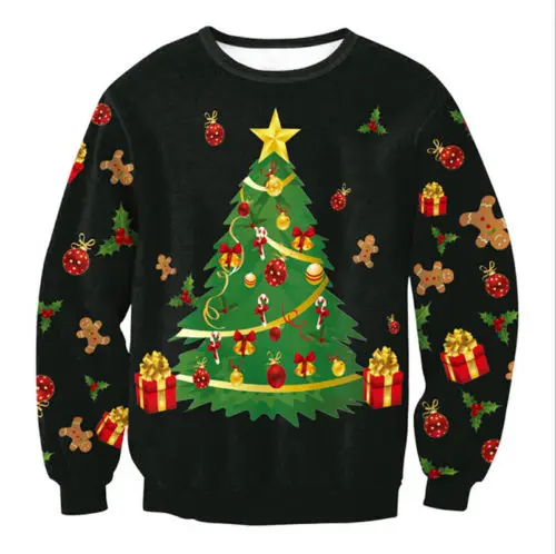 Men Women Pullover Autumn Winter Tops Xmas Clothing Ugly Christmas Santa Claus Printed Loose Sweater Unisex M L XL | Женская одежда