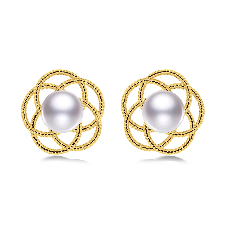 Модные ювелирные изделия милые жемчужные серьги с цветком 100% натуральный