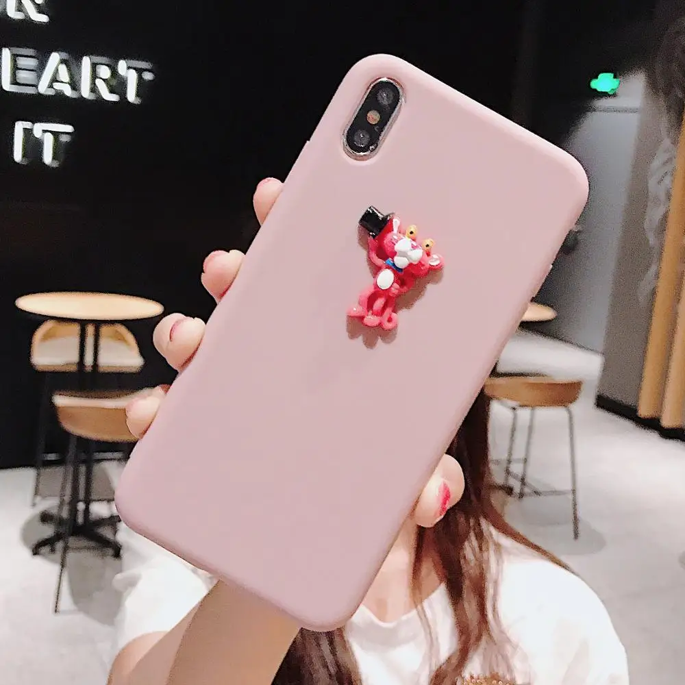 Мягкий ТПУ чехол для телефона iPhone XS MAX XR X 8 7 Plus 6 6s 3D стереоскопическая Розовая