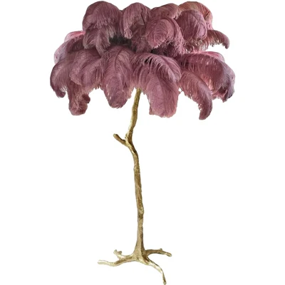 Floor Purple Color Американский золотой медный торшер, тренога, лампа для салона, светодиодный прикроватный вертикальный напольный светильник, Прямая поставка - Цвет абажура: Floor Purple Color