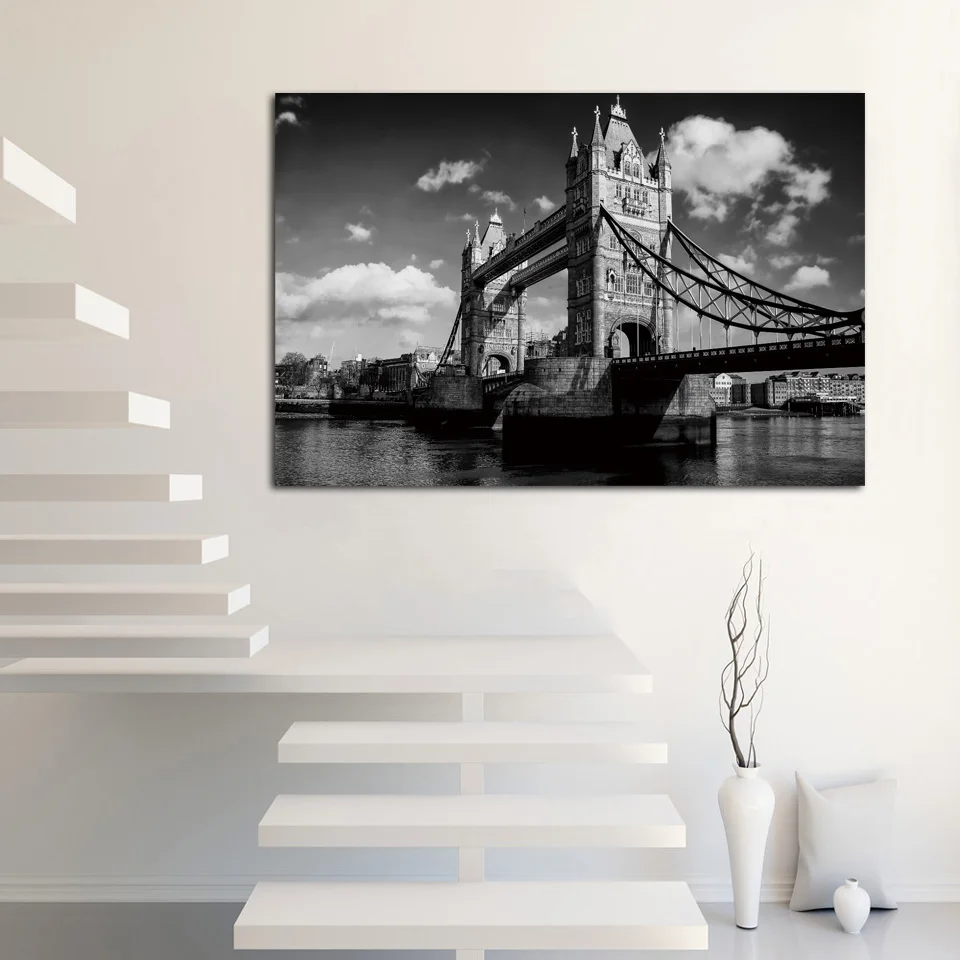 Черно-белая монохромная ткань в стиле лондонского моста фотография домашнее