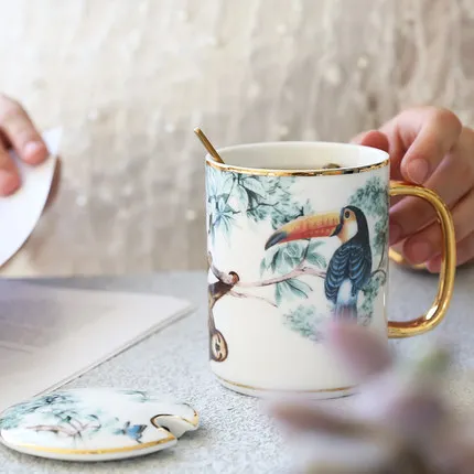 Новинка 2019 креативная Золотая кружка с животными британская керамическая для