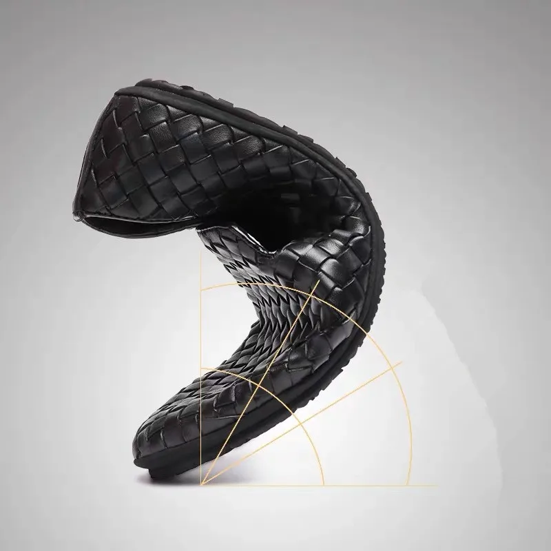 2019 Breathable comfort Casual shoes Hand knitting New pattern Genuine leather Doug Men | Обувь