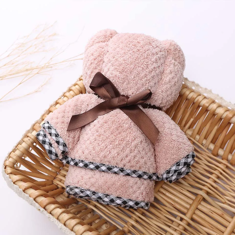 Pink Новинка,, модное полотенце из микрофибры, супер впитывающее, мягкое, сухое полотенце для волос, милый медведь, полотенце для путешествий, банные полотенца для лица и рук, креативный подарок - Цвет: Pink