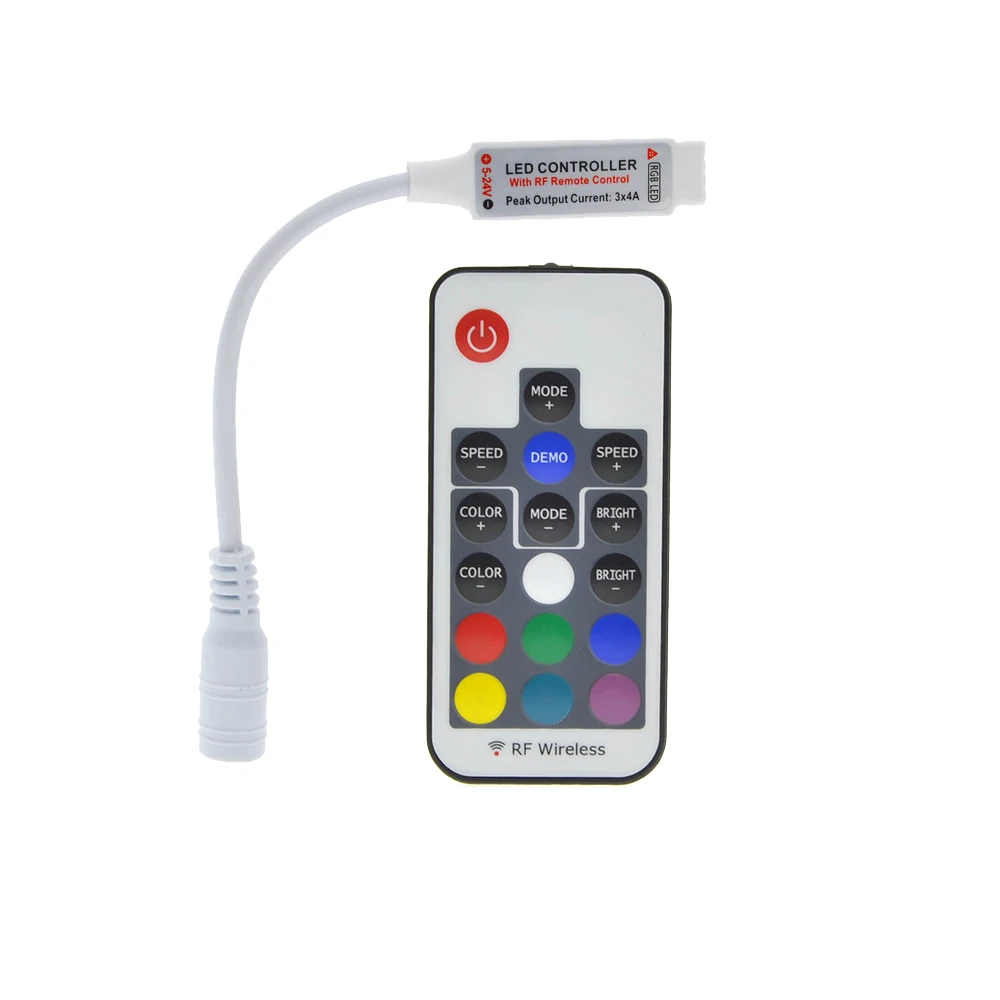 Светодиодный rgb контроллер черный/белый 5 24 в пост. Тока 17key RF беспроводной пульт
